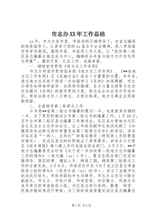 市志办XX年工作总结 