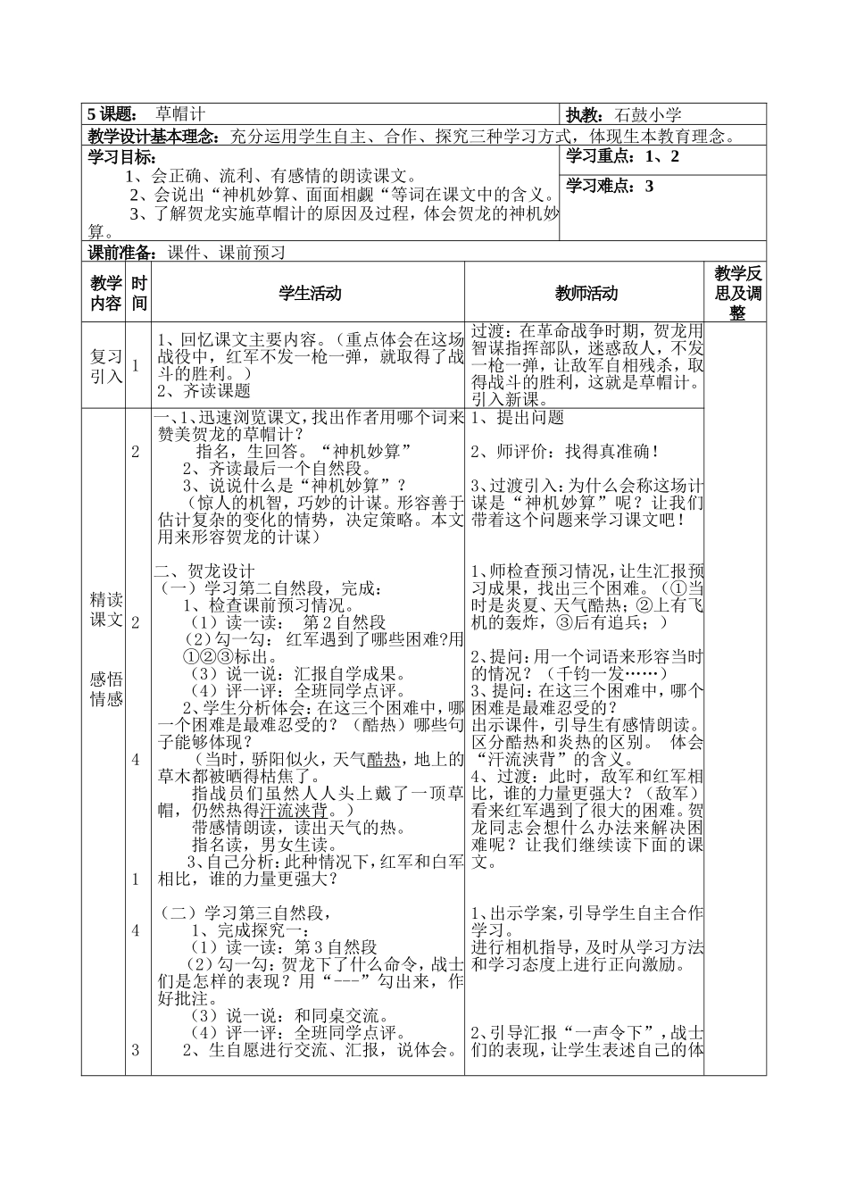 《草帽计》教学案(表格式)_第1页