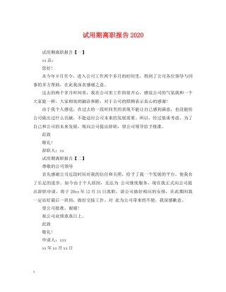试用期离职报告2024 