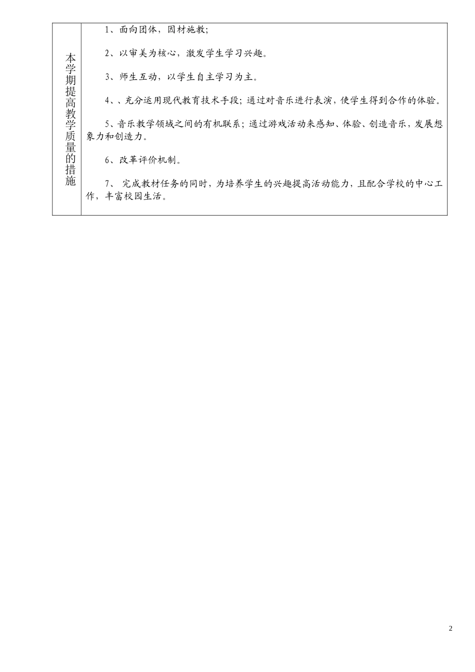 一年级下册音乐教学计划（王兰英）_第2页