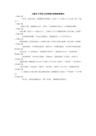 兰溪市小学语文优秀课外读物推荐篇目