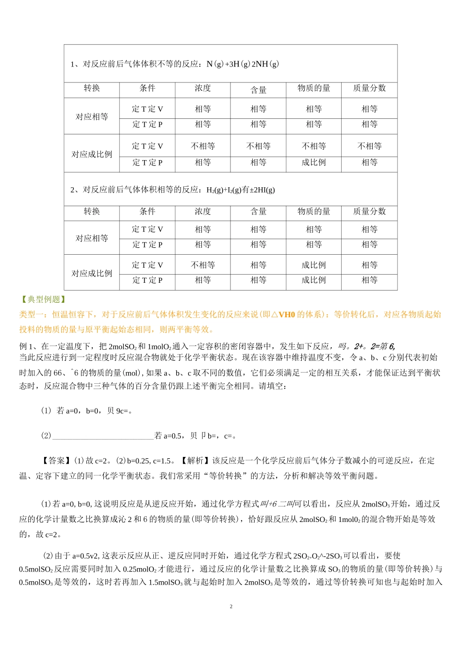 高考总复习等效平衡_第2页