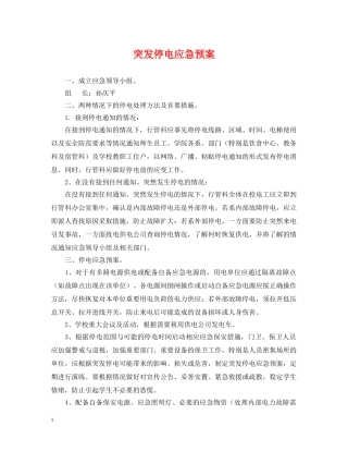 突发停电应急预案 