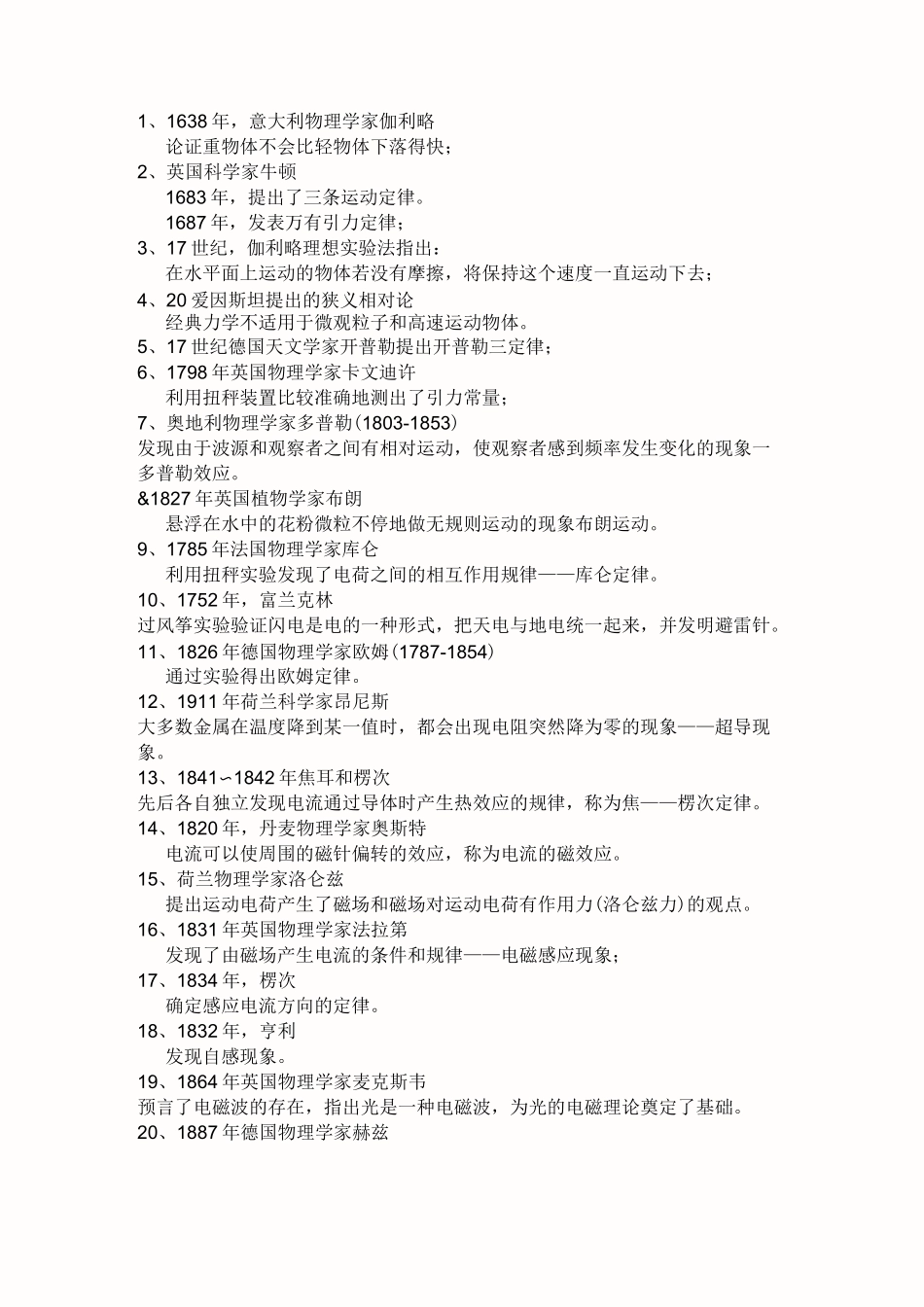 高中物理学史(最全)_第1页