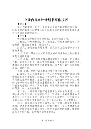 企业内部审计计划书写作技巧