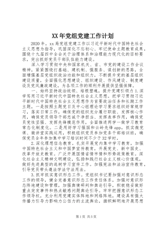 XX年党组党建工作计划