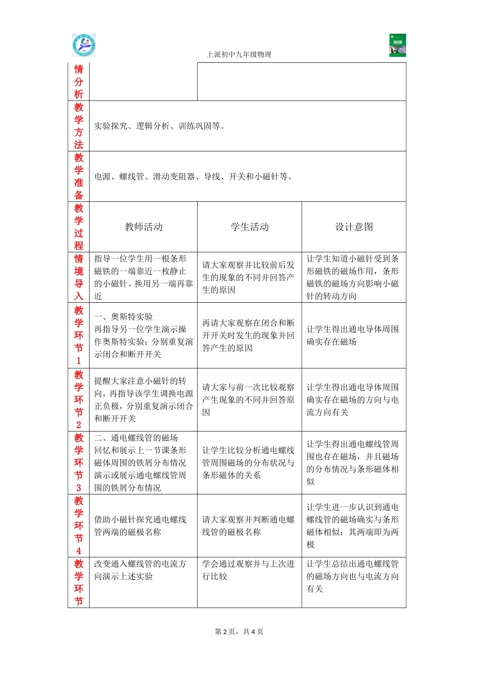教学设计-电流的磁场_第2页