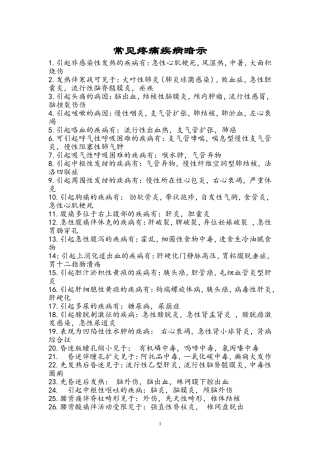 常见疼痛疾病暗示