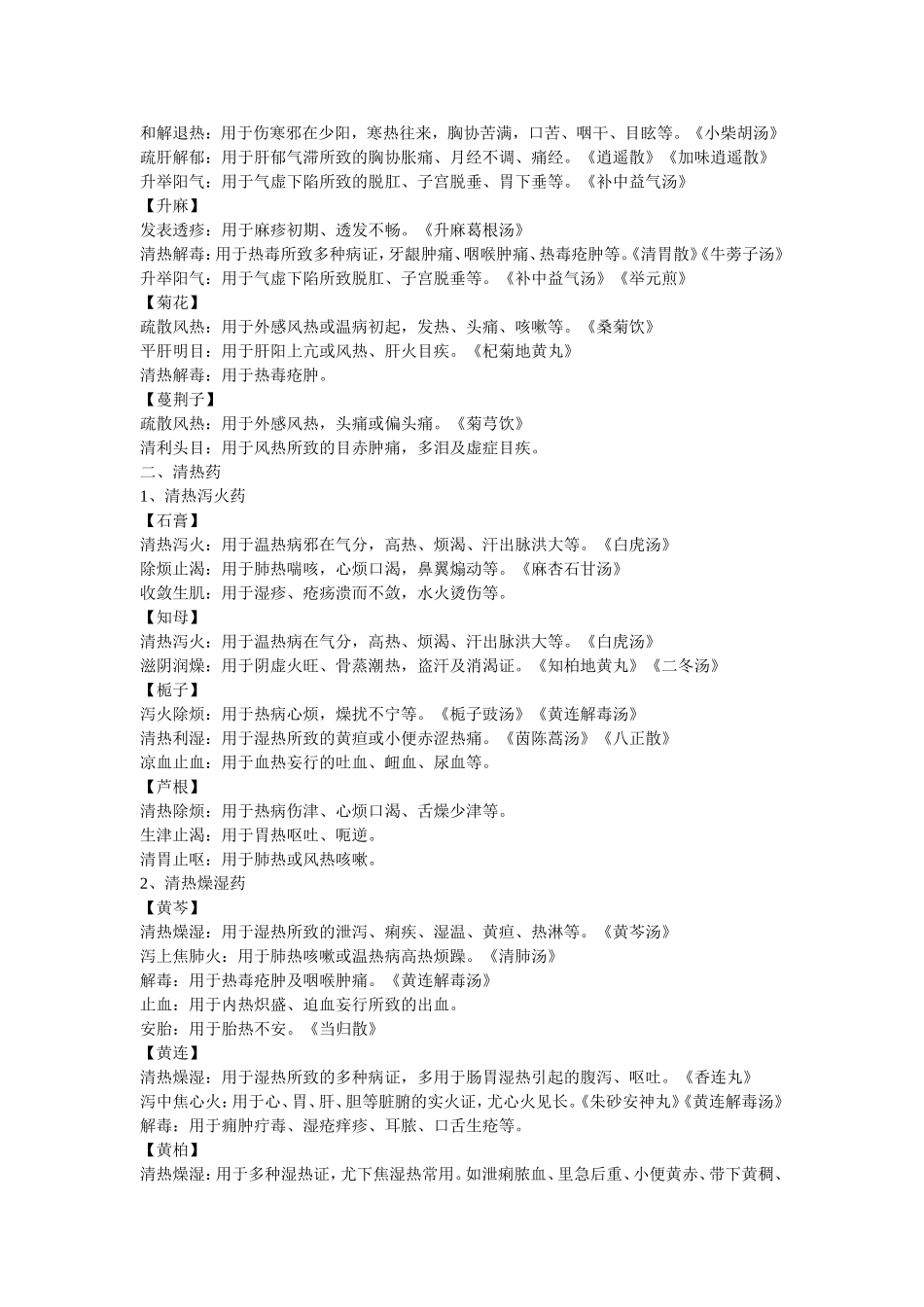 常见中药功效分类_第2页