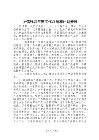 乡镇残联年度工作总结和计划安排