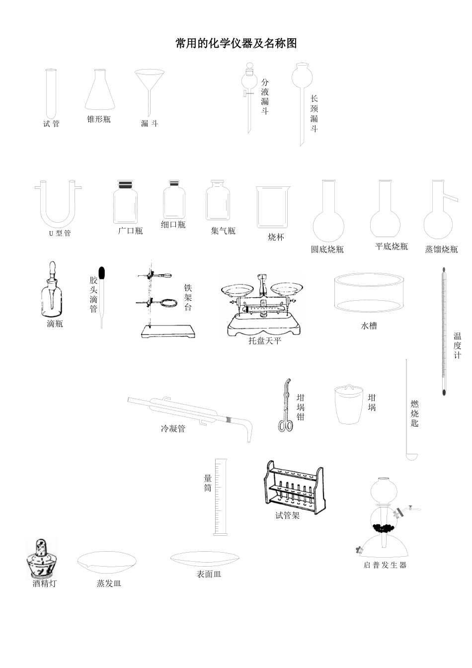 常用的化学仪器及名称图(整理)_第1页