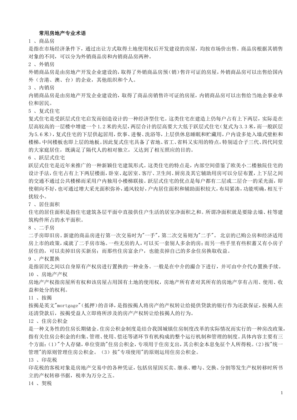 常用房地产专业术语_第1页
