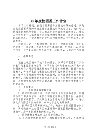 XX年度校团委工作计划