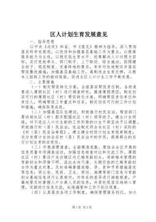 区人计划生育发展意见