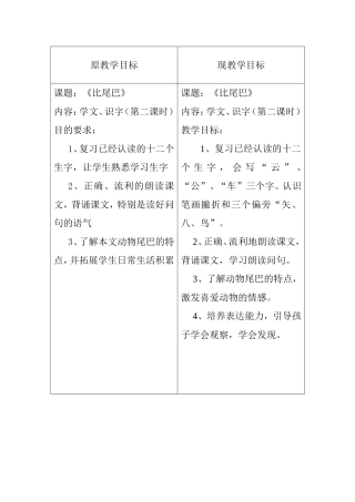 比尾巴教学目标设计对比