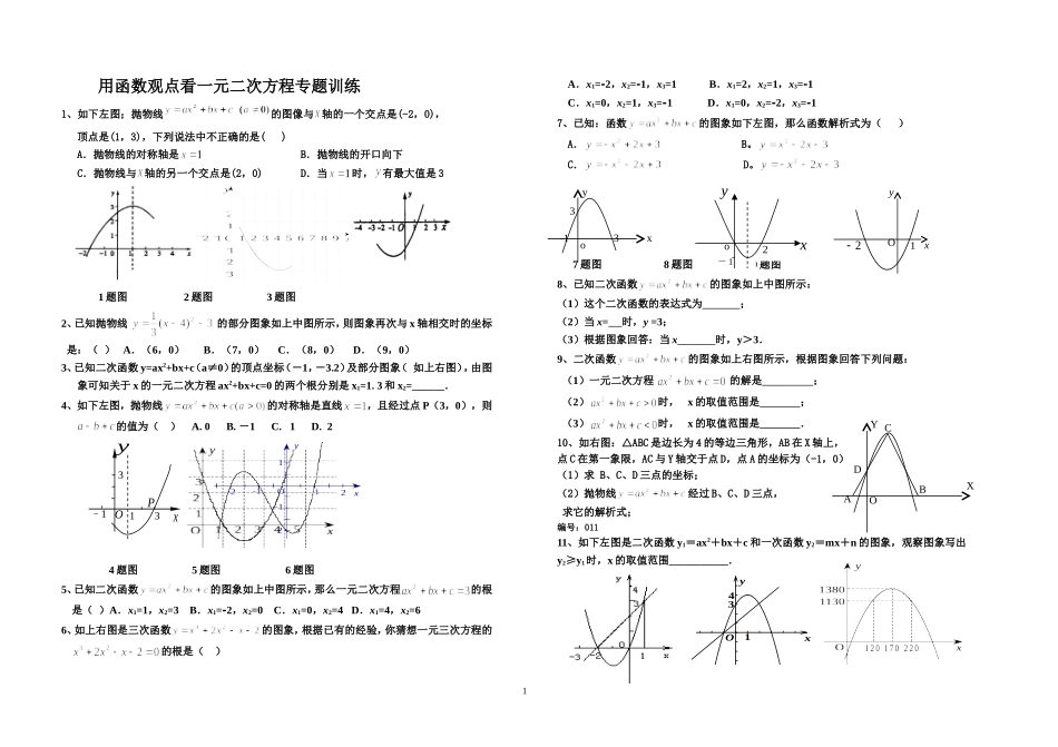 用函数观点看一元二次方程专题训练_第1页