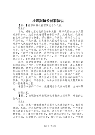 挂职副镇长就职演说