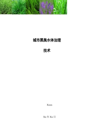 城市黑臭水体治理技术