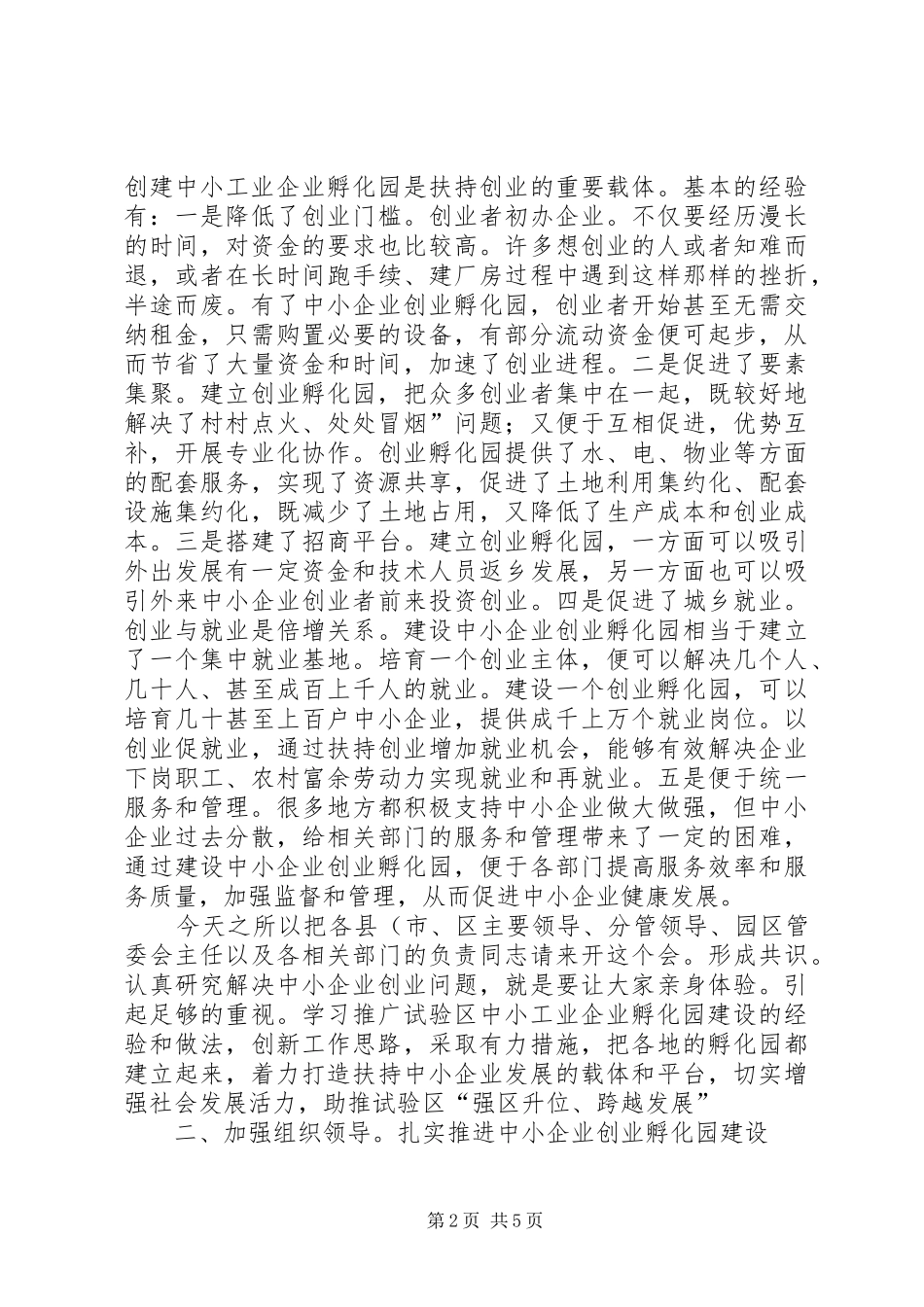 市长在孵化园建设会发言_第2页