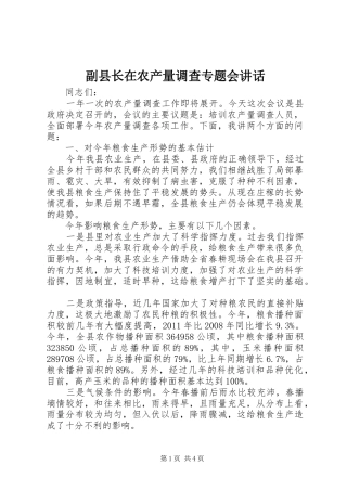 副县长在农产量调查专题会讲话