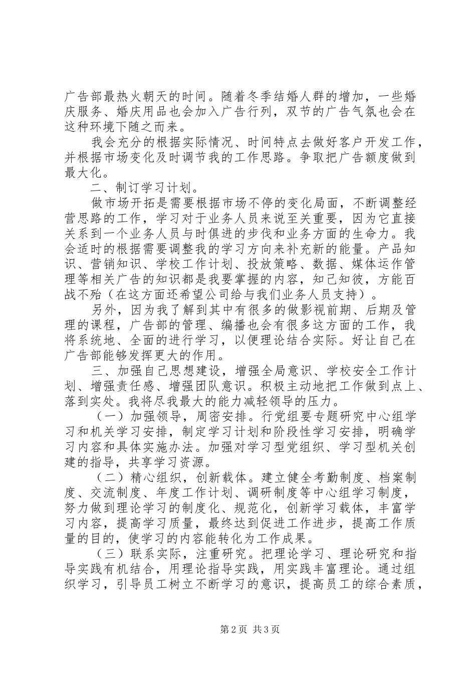 个人的工作计划总结范文_第2页