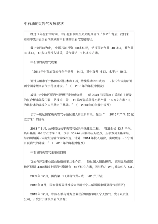 中石油的岩气发展现状