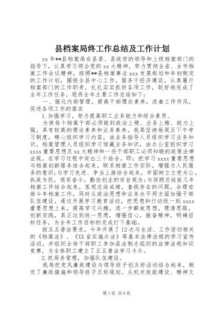 县档案局终工作总结及工作计划