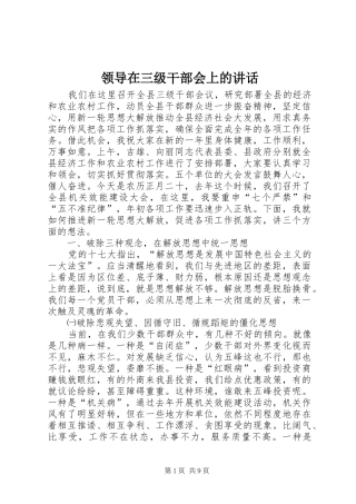领导在三级干部会上的讲话