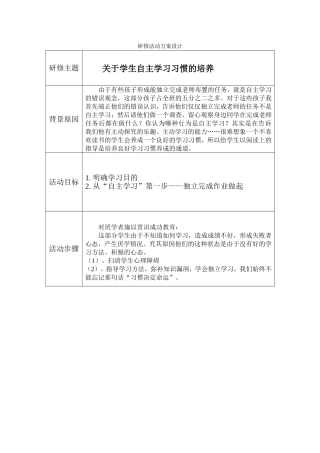 关于学生自主学习习惯的培养