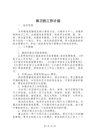 体卫的工作计划
