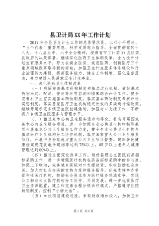 县卫计局XX年工作计划