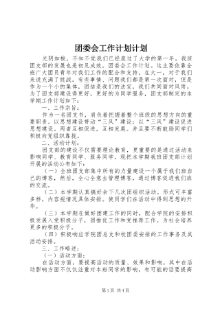 团委会工作计划计划
