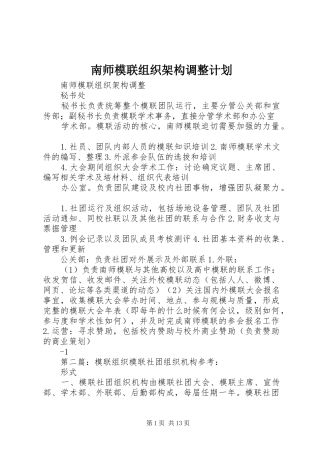 南师模联组织架构调整计划