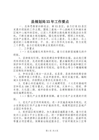 县规划局XX年工作要点