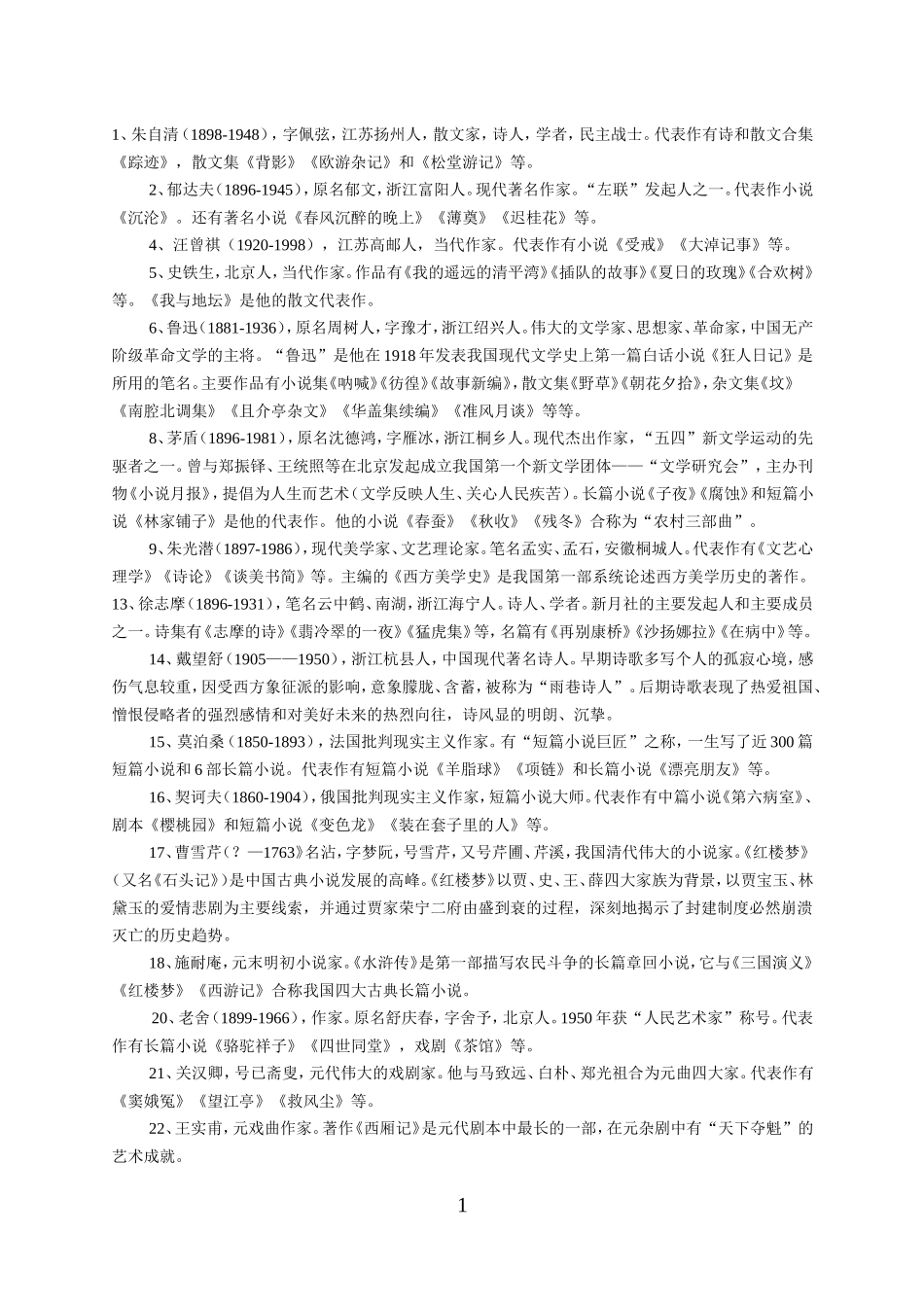 《高中语文会考文学常识复习》_第1页