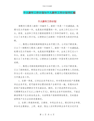 个人新年工作计划与个人新年工作计划书汇编