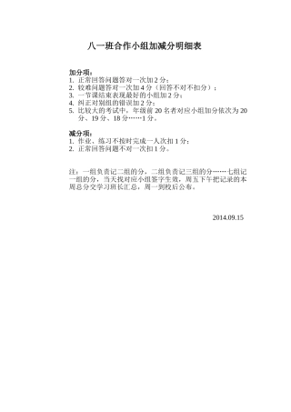 合作小组分数评判标准