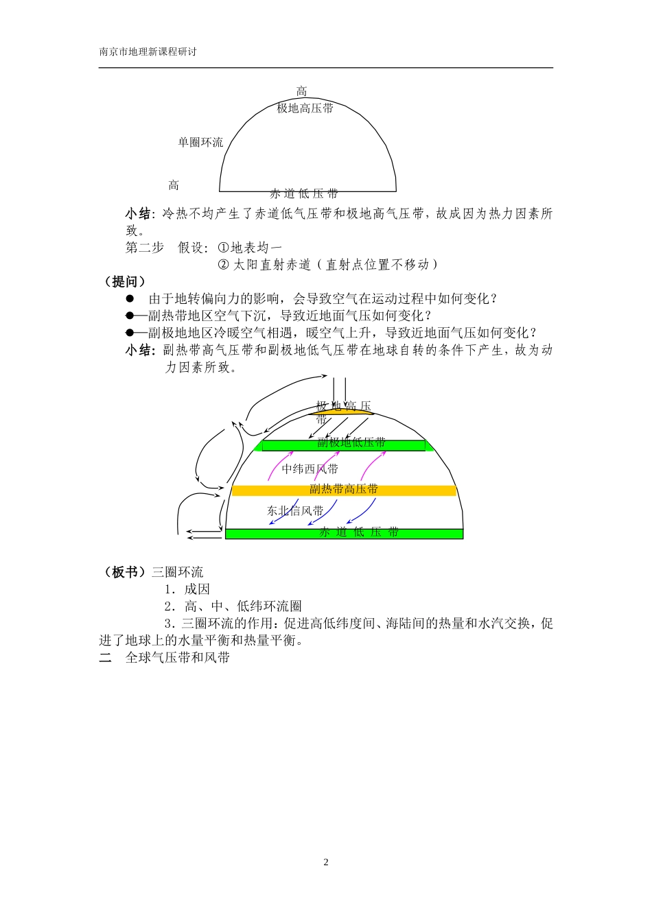 高中地理(必修一)第二章_第二节_气压带和风带教案_第2页