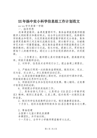 XX年扬中实小科学信息组工作计划范文