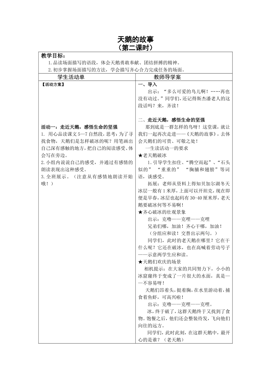 天鹅的故事导学案_第1页