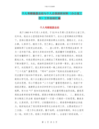 个人考察提拨总结与个人自我剖析材料工作总结汇编