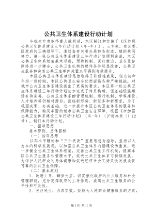公共卫生体系建设行动计划