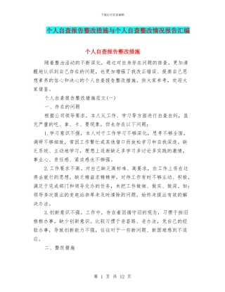 个人自查报告整改措施与个人自查整改情况报告汇编