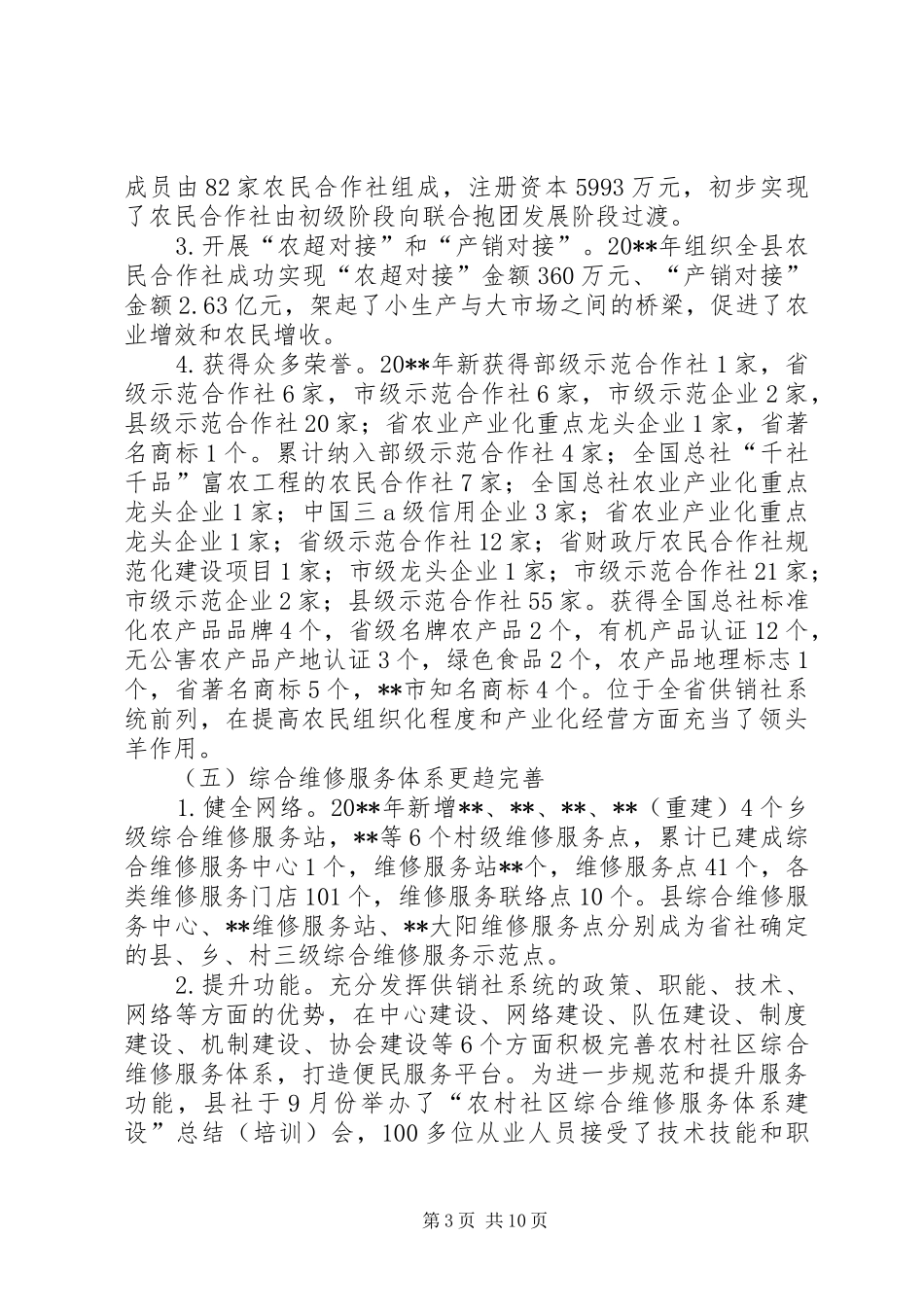 县供销社年度工作总结暨工作计划_第3页