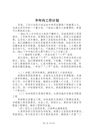 半年内工作计划