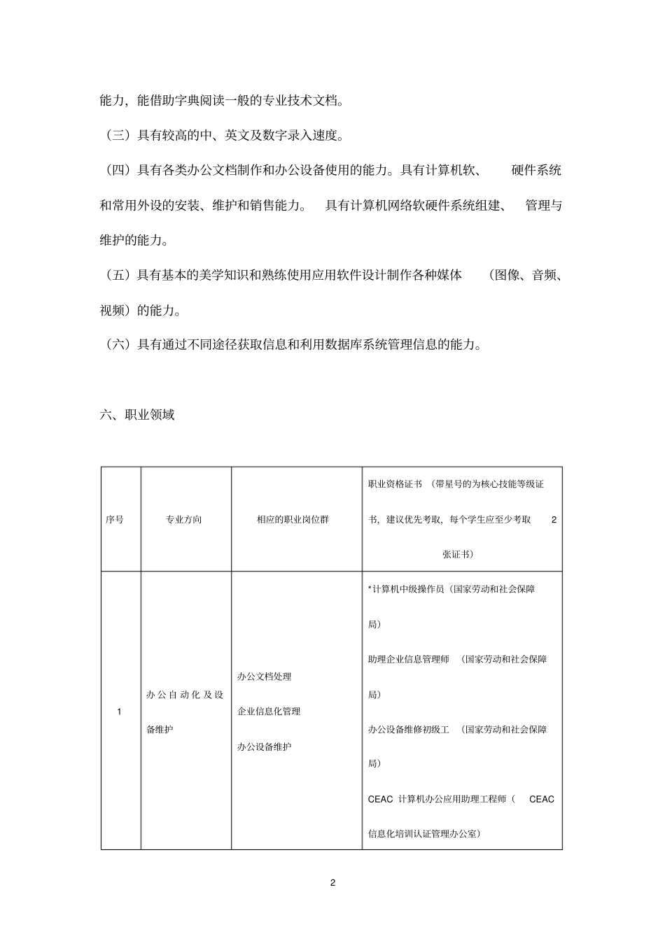中等职业学校计算机专业教学指导方案_第2页