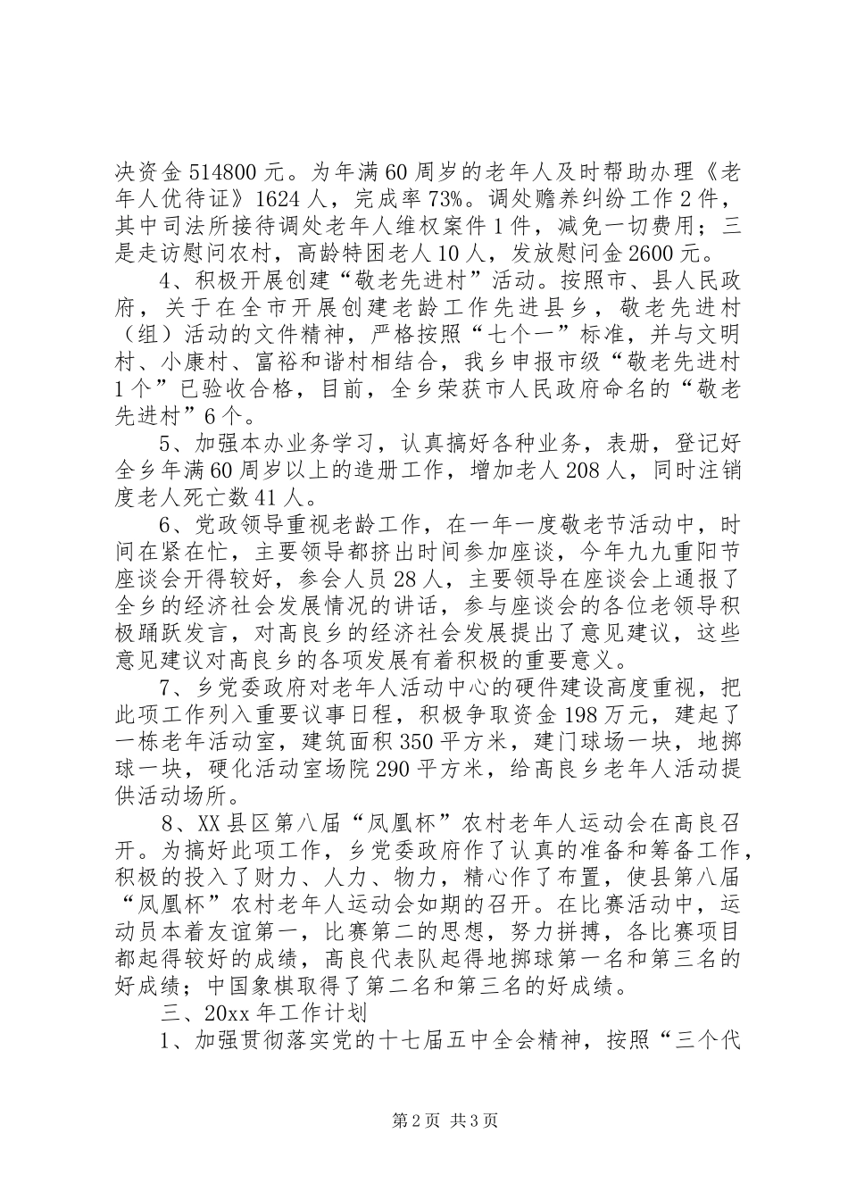 乡镇老龄工作总结及工作计划_第2页