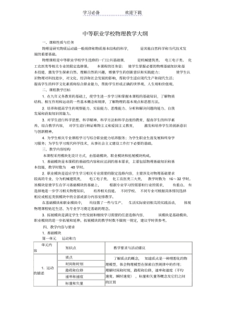 中等职业高中物理大纲