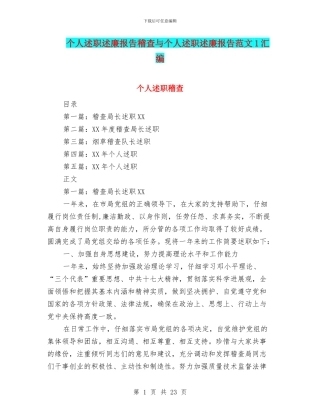 个人述职述廉报告稽查与个人述职述廉报告范文1汇编