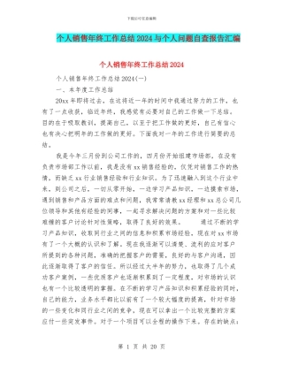 个人销售年终工作总结2024与个人问题自查报告汇编